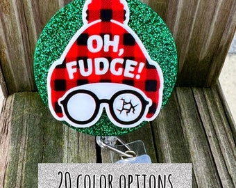 Christmas Oh Fudge Badge Reel with Glittered Background