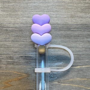 Stacked Purple Heart Straw Cap Topper