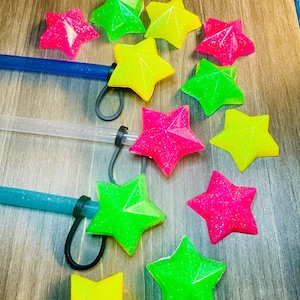 Neon Glitter Star Straw Cap 4 colors to choose from