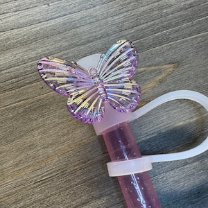 Purple Iridescent Shine Butterfly Straw Cap