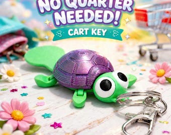 Porte-clés Turtle Aldi Quarter Holder - Clé de chariot tortue, aucun quartier nécessaire, jeton de caddie réutilisable, joli porte-clés d'épicerie