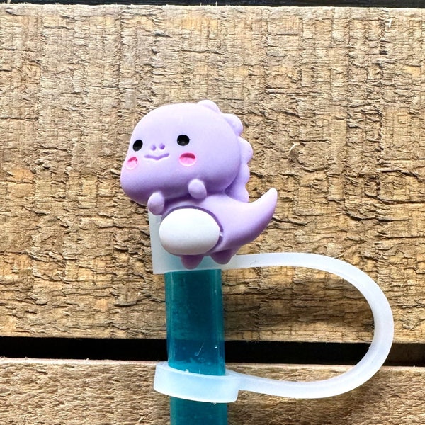 Chubby Purple Dino Straw Cap