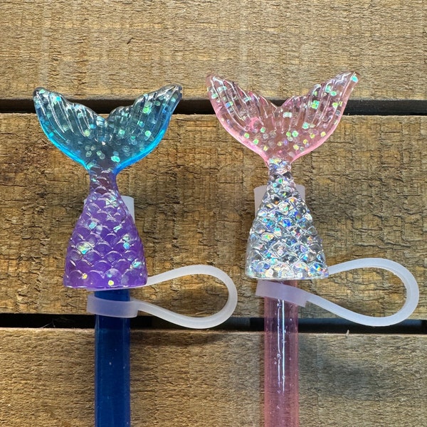 Glitter Mermaid Tail Straw Cap Topper