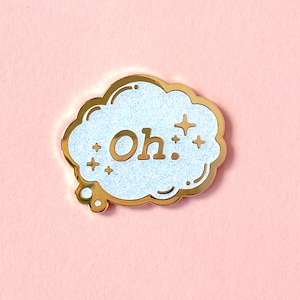 Oh Thought Bubble Glitter Hard Enamel Pin / funny, romance, fan fiction, fanfic, lapel pin, badge, gold