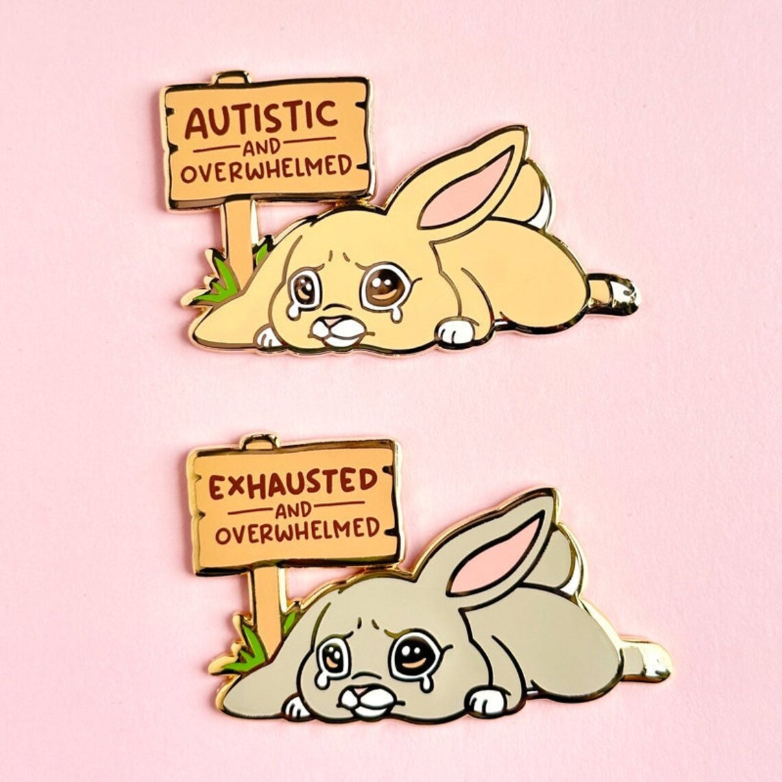 Overwhelmed Bunny Hard Enamel Pins / Autistic, Exhausted, Mental Health ...