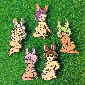 Bunny Boy Hard Enamel Pins / rabbit, kemonomimi, anime, BL, lapel pin, badge, gold