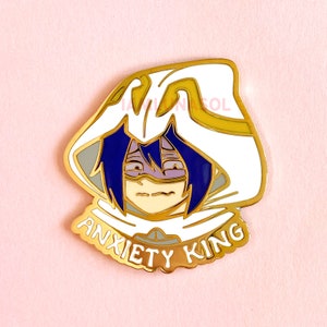 Suneater Anxiety King Hard Enamel Pin / anime, hero, tamaki amajiki, lapel pin, badge, gold