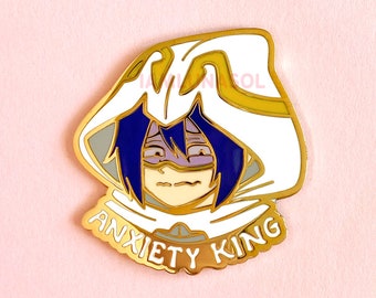 Suneater Anxiety King Hard Enamel Pin / anime, hero, tamaki amajiki, lapel pin, badge, gold