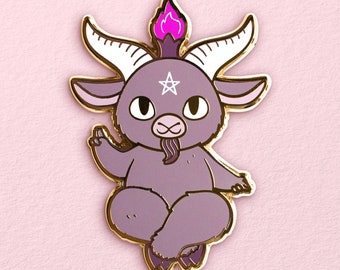 Kawaii Baphomet Hard Enamel Pin / cute, satan, goat, devil, lapel pin, badge, gold