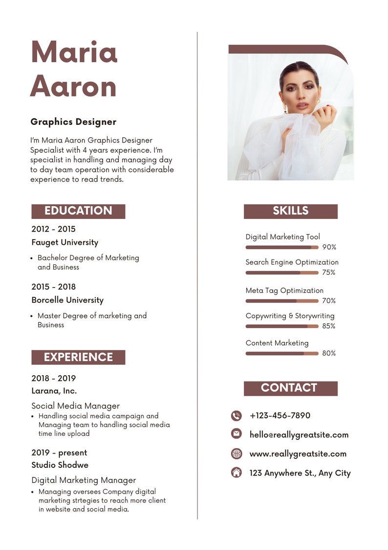 Editable Resume Template, Resume Template With Photo, Creative Resume