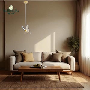 Vintage Butterfly Pendant Light | Black Hanging Lamp with LED | Modern Kitchen or Bedroom Fixture | Unique Adjustable Ceiling Light