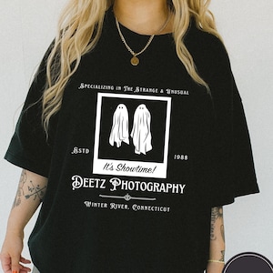 Deetz Photography Shirt, Strange and Unusual, Horror Shirt, Halloween Shirt, Lydia Deetz, Horror Lover, Goth Shirt, 80s Movies, Ghost Shirt