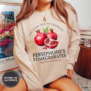 Persephone&#39;s Pomegranates Sweatshirt, Greek Mythology, Hades, Book Lover, Hades and Persephone, Pomegranate, Bookish Merch, Fantasy Romance