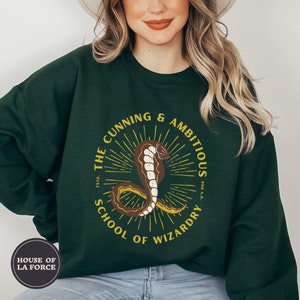 Vintage Style Snake Sweatshirt, Wizard House Shirt, Wizard Sport, Wizard School House, Witchcore, Mystical, Theme Park Shirts, Book Shirt