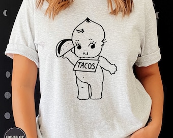 Kewpie Doll Taco Shirt, Kewpie Doll, Funny Taco Shirt, Taco Lover, Foodie Shirt, Traditional Tattoo Shirt, Rockabilly Shirt, Foodie Gift