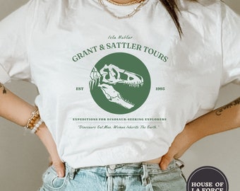 Grant & Sattler Tours Dinosaur Shirt, Jurassic Park Shirt, Movie Lover Gift, Paleontology Shirt, Jurassic World, Movie Shirt, Dinosaur Shirt