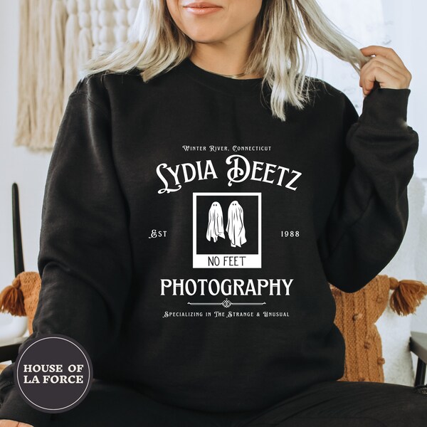 Sudadera de fotografía Lydia Deetz, extraña e inusual, sudadera Beetlejuice, sudadera gótica, Lydia Deetz, Tim Burton, camisa de Halloween