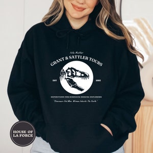 Grant & Sattler Tours Dinosaur Hooded Sweatshirt, Movie Lover Gift, Paleontology Shirt, Jurassic World, Movie Shirt, Jurassic Park