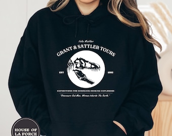 Grant & Sattler Tours Dinosaur Hooded Sweatshirt, Movie Lover Gift, Paleontology Shirt, Jurassic World, Movie Shirt, Jurassic Park