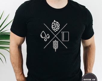 Barley Hops Water & Yeast Craft Beer Ingredients Shirt, Home Brewer, Brew Day, Homebrewing Shirt, Beer Lover, Beer Gift, Gifts for Him