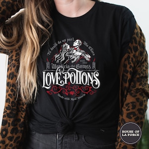 Morticia & Gomez Love Potions Shirt, Halloween Shirt, Goth Shirt, Addams Family Shirt, Spooky Shirt, Creepy Shirt, Morticia Addams