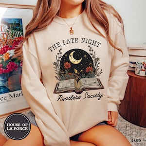 Late Night Readers Society Sweatshirt, gift reading sweatshirt, reader Gift, literary bookworm gift, Gifts for Readers, Literature Sweater