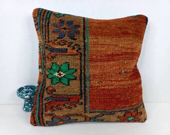 Cushion Cover Camping Pillow Turkish Pillow 18x18 inches Pillow Mn45x45-334 Organic Lumbar Pillow Bordered Design Pillow Cotton Pillow