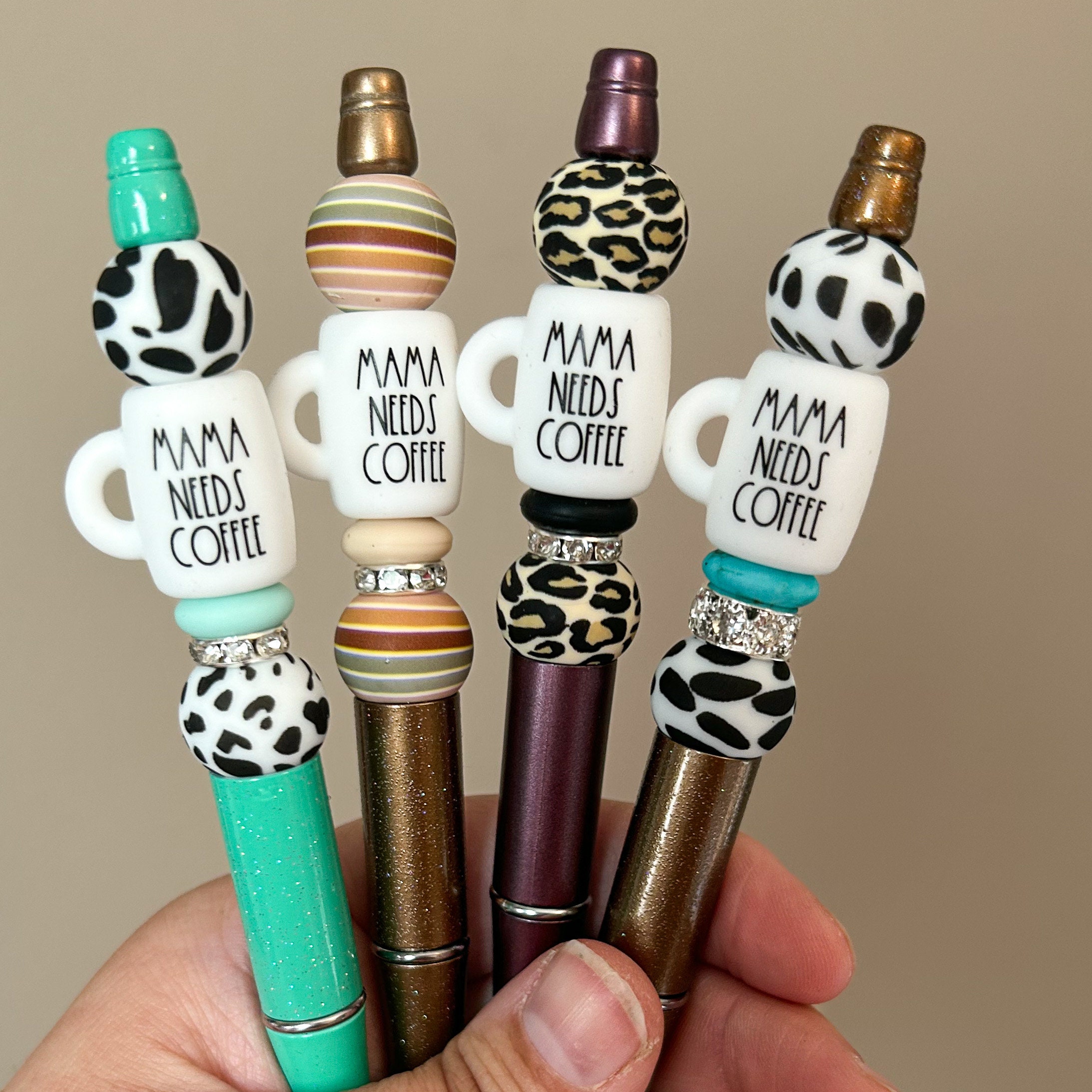 Coffee Addict Keychain Kit, Mom Life Beadable Key Chain, Coffee