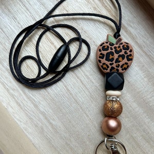 Apple Lanyard | Teacher Lanyard | Back to School Teacher Gift | School Lanyard | Cheetah Print  | Lanyard Teacher |