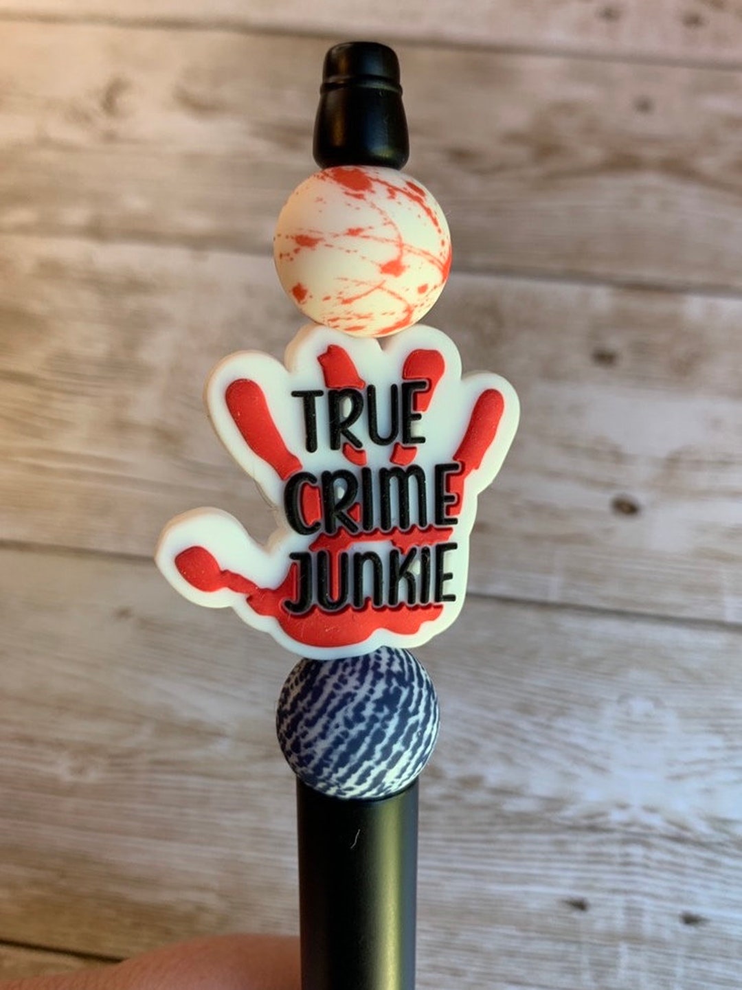 True Crime Junkie True Crime Gift Beaded Pen True Crime Pen True Crime