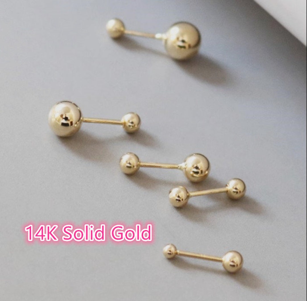 14K SOLID Gold Ball Earrings, 3mm,4mm,5mm,ball Studs Earring ,gold