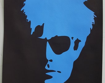 Andy Warhol. Andy Portrait. Watercolor on paper. Pop Art. Handmade. Vintage. Art. Watercolor Painting. Home Office Decor. Black Poster Wall
