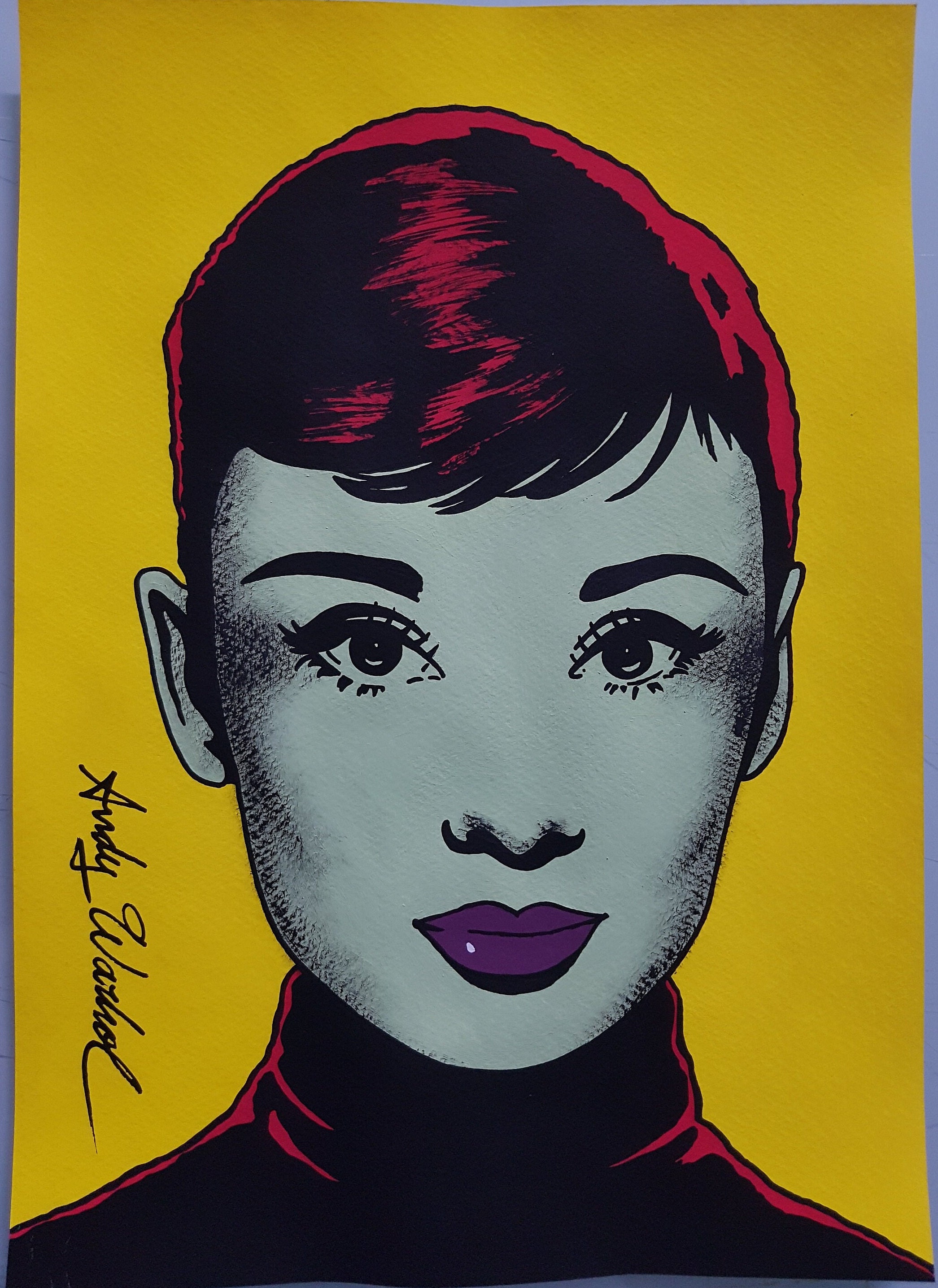 Supreme Girl Adrianne Ho エイドリアン・ホウ 油絵 Andy Warhol. Audrey Hepburn. Watercolor on Paper. Pop Art