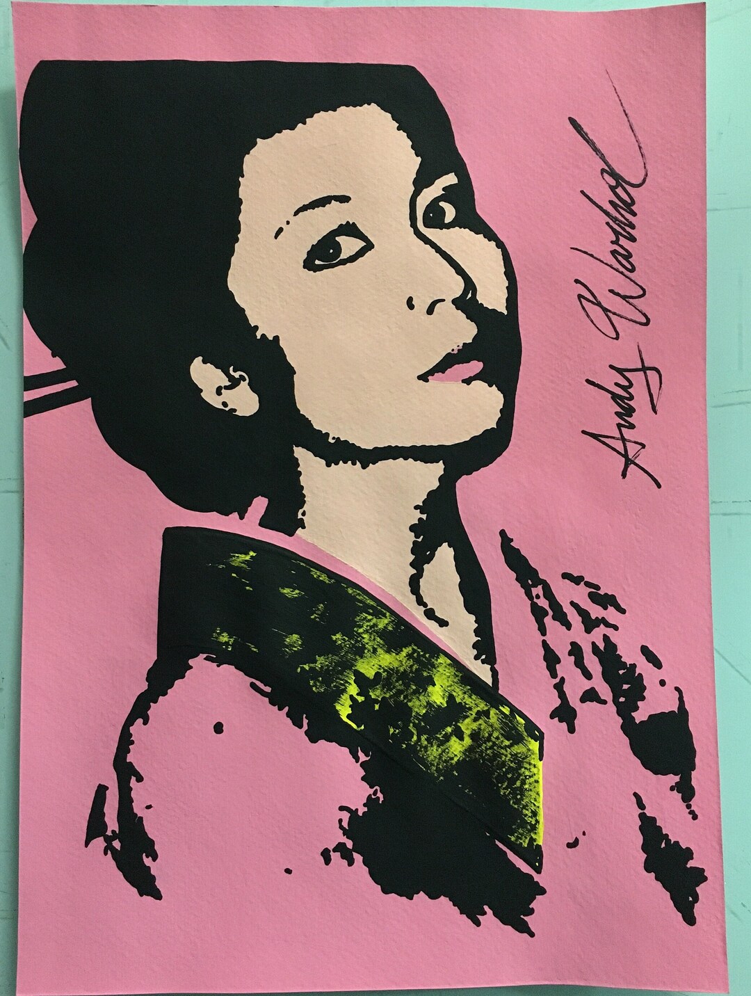 アンディ・ウォーホル。キミコ・パワーズ。紙に描いた水彩画。ポップ