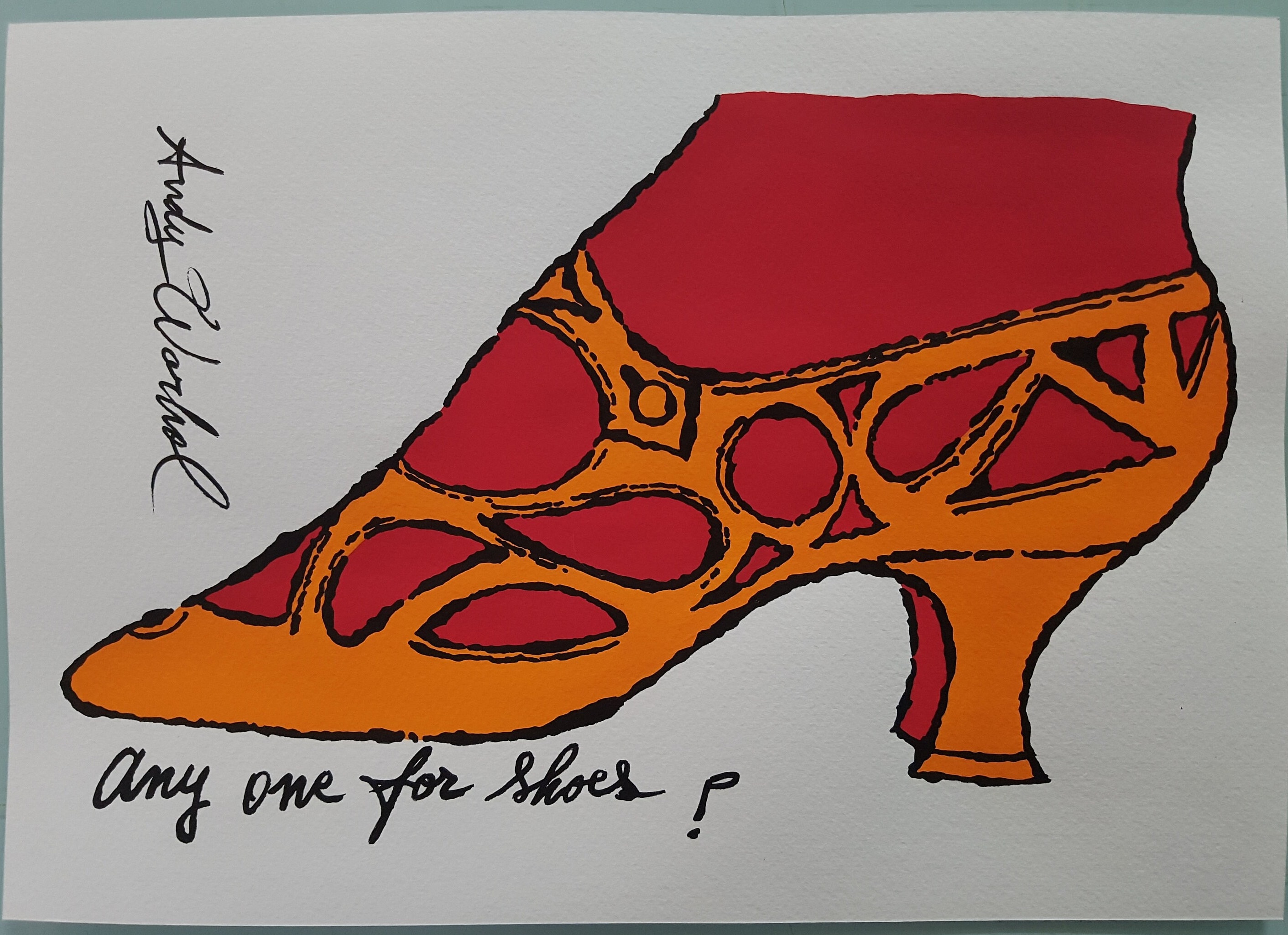 Andy Warhol. Shoe. Watercolor on Paper. Pop Art. Handmade. Vintage