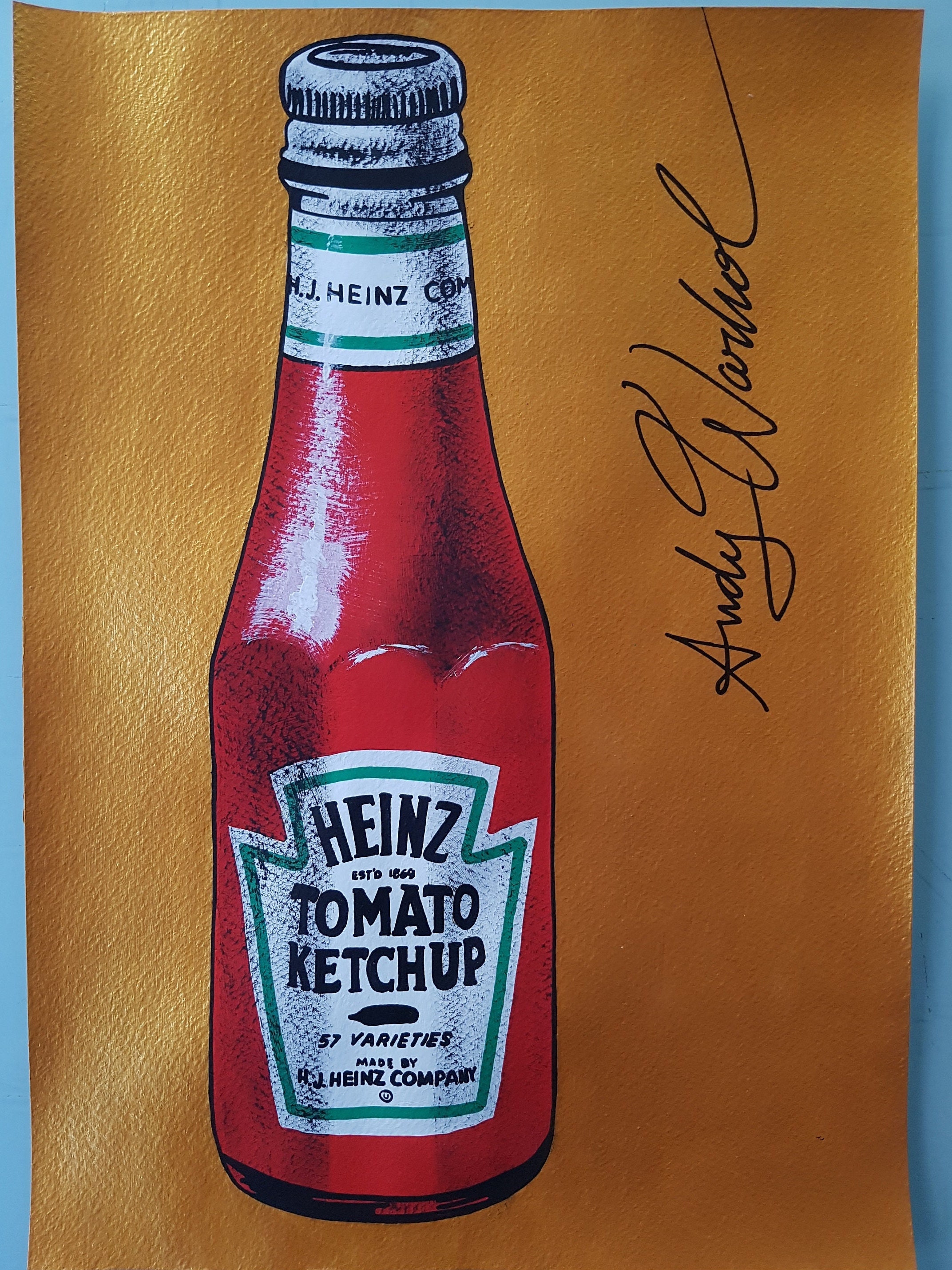 アンディ・ウォーホル。ハインツ。紙に描いた水彩画。ポップアート