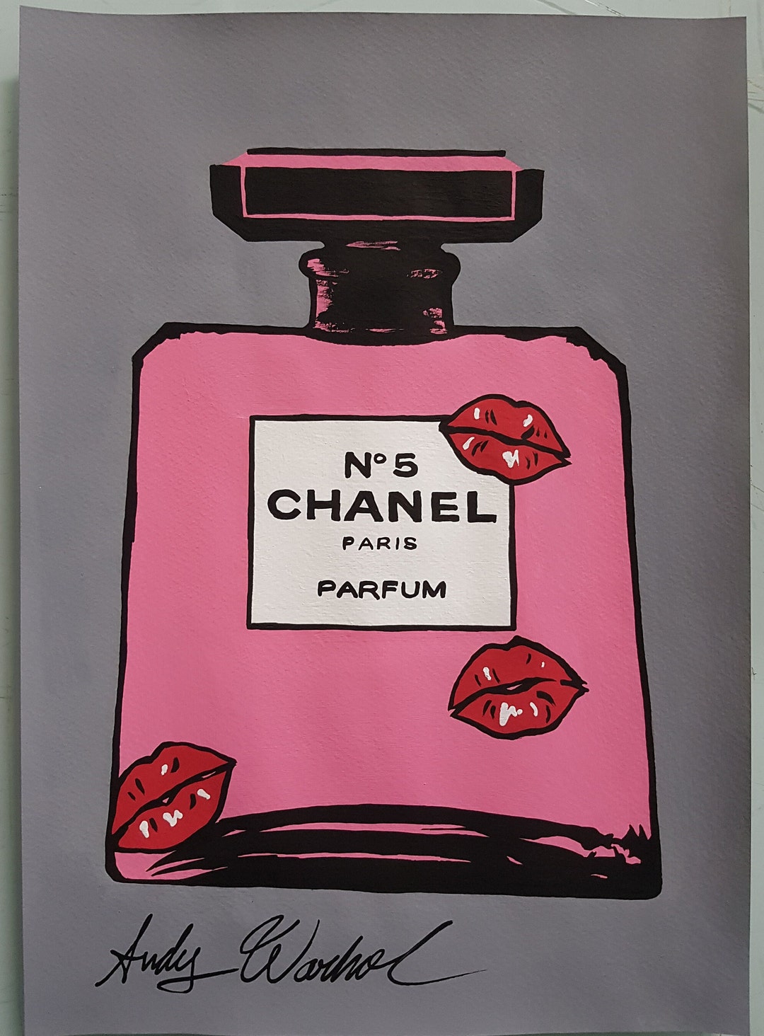 Andy Warhol. Chanel Nº 5. Watercolor on Paper. Pop Art. Handmade