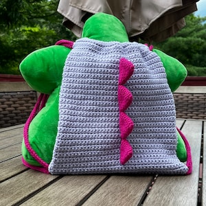 Crochet Dinosaur Drawstring Backpack / Bag