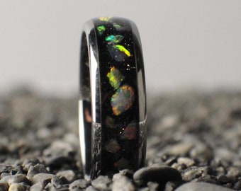 Opal Ring, Gift for Her, 6mm Wedding band, Promise Ring, Anniversary Gift. Jewelry for Her, Wedding Ring, Opal Wedding Band, Opal Gift