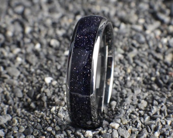 Galaxy Ring, Space Ring, Tungsten Ring, Galaxy Wedding Band, 6mm Wide Ring