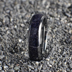 Galaxy Ring, Space Ring, Tungsten Ring, Galaxy Wedding Band, 6mm Wide Ring