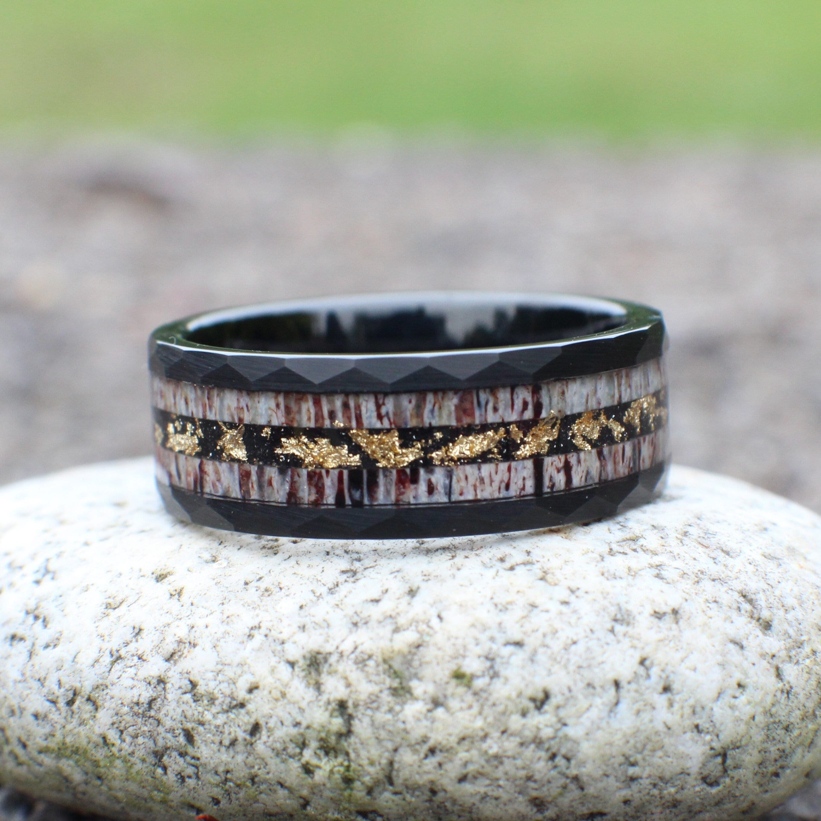 Elk Antler Gold Leaf Band