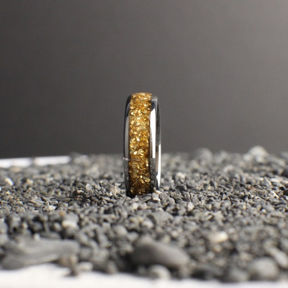 Citrine Ring, Citrine Birthstone Ring, Yellow Ring, 6mm wide tungsten ring