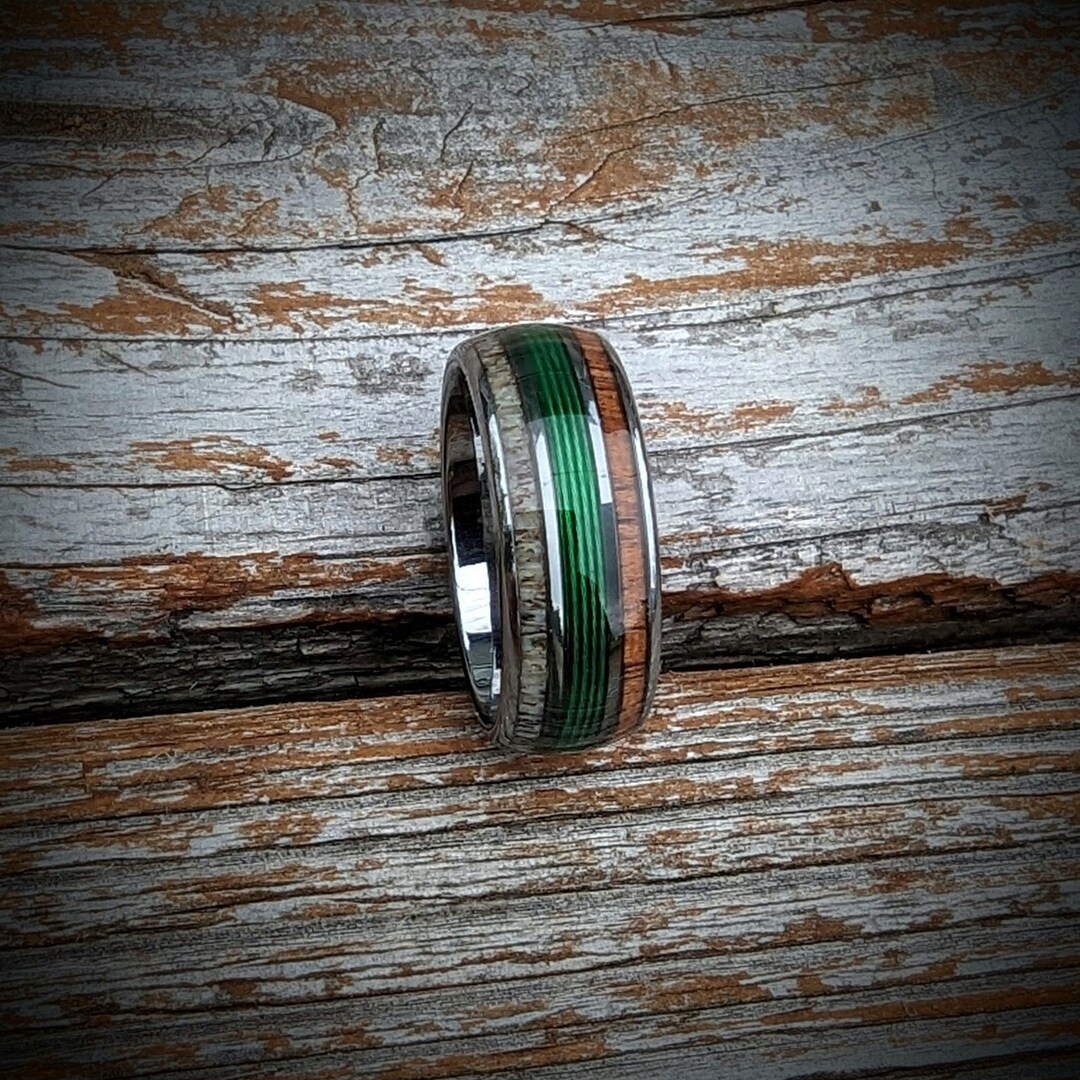 Men's Fishing Line Wedding Ring Fishing Ring With Elk and Etsy