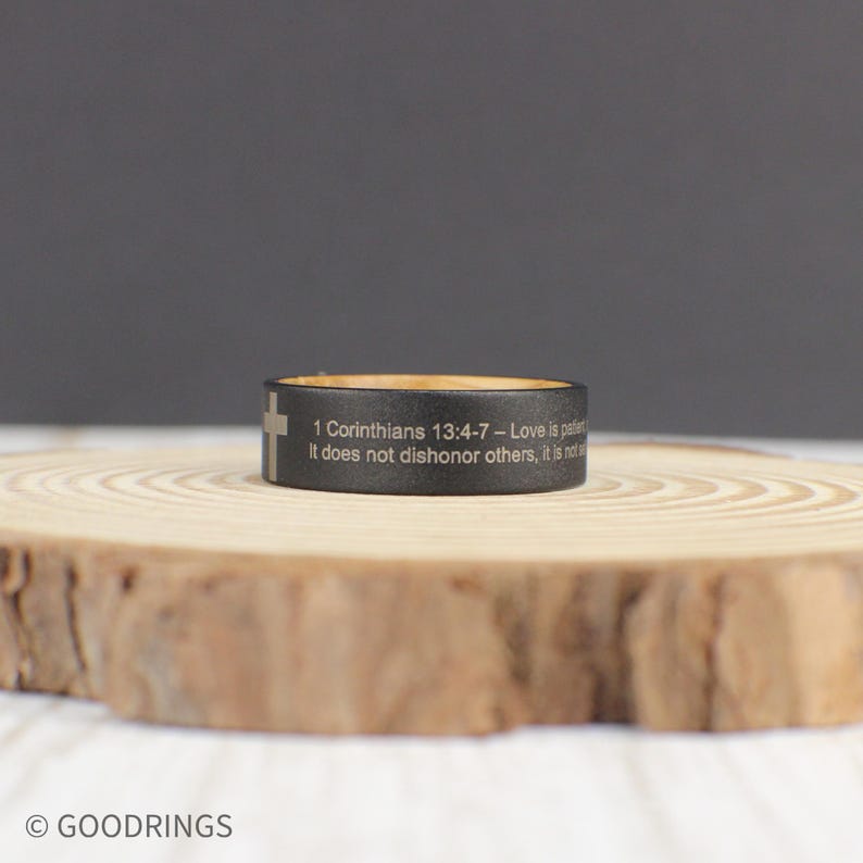 Custom Bible Quote Ring, Christianity Ring, Religious Jewelry, Cross ...