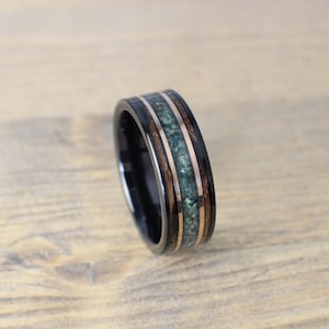 Moss agate wedding band