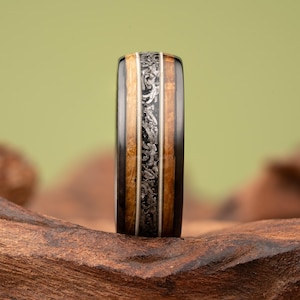Meteorite Wedding Ring, Guitar String Ring