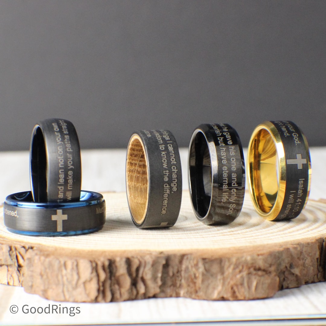 Custom Bible Quote Ring – 5 Styles | Engraved Christian Ring | Cross ...