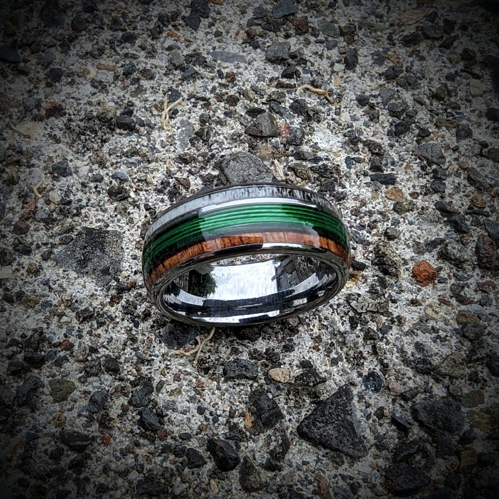 Men's Fishing Line Wedding Ring, Fishing Ring With Elk and Wood, Wooden Ring,  Elk Antler Ring, Unique Wedding Band, Green Wedding Band -  Canada