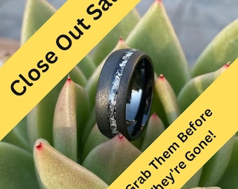 Meteorite Ring with Sand Blasted Tungsten Wedding Ring, Meteorite Wedding Ring, Space Ring, Sand blasted ring, Men's wedding ring, Promise